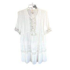 Knox Rose Women's Short Sleeve Embroidered White Dress